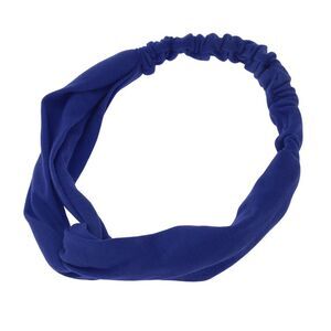 Simple Solid Elastic Cross Headwrap Blue